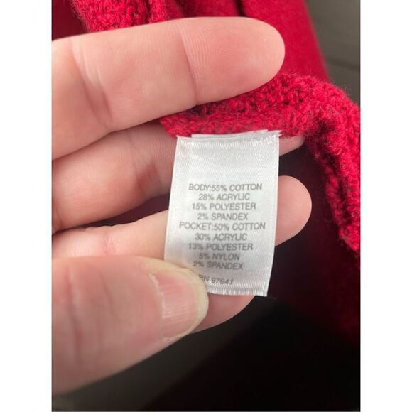 J Jill Easy Textured Long Open Front Cardigan Heathered Red Size MT - Picture 9 of 16